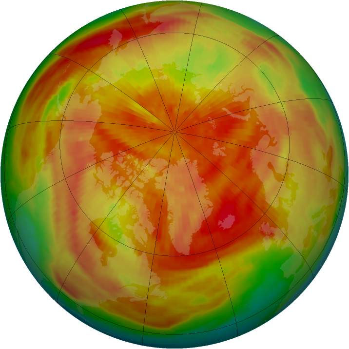 Arctic ozone map for 22 March 1981